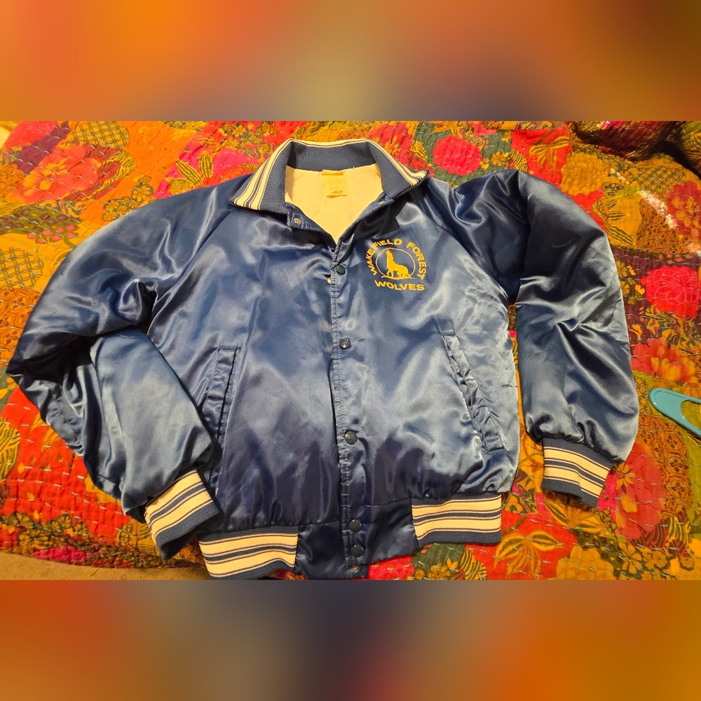 Blue Satin Jacket, Vintage 1980s